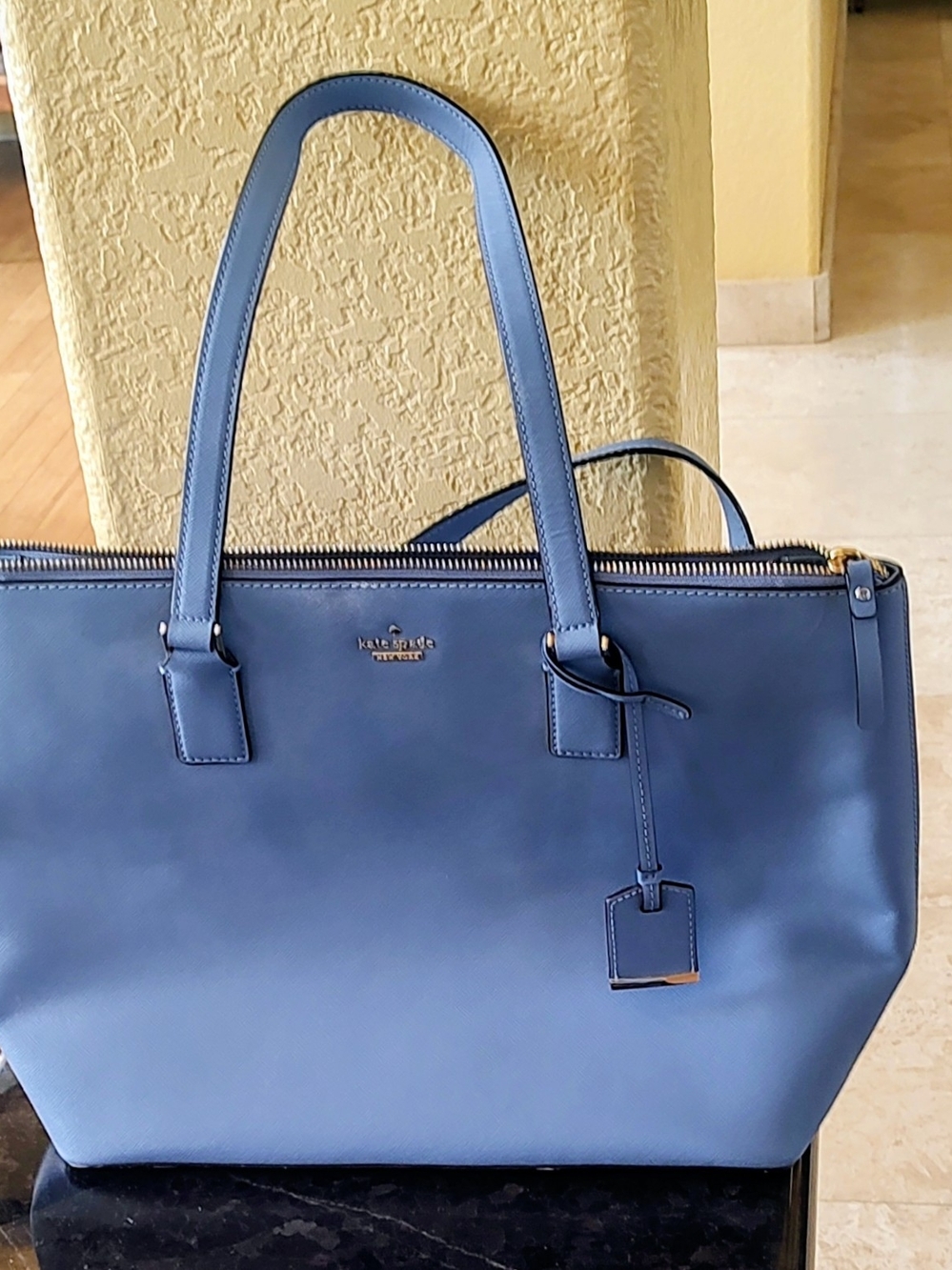 kate spade light blue leather tote. Excellent Condition. - Picture 3 of 16